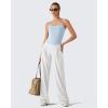 imageG4Free BareFeel Built in Bra Camisole Tops Yoga Workout Removable Padded Cami Spaghetti Strap Pilates Tank TopLight Denim