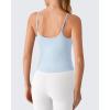 imageG4Free BareFeel Built in Bra Camisole Tops Yoga Workout Removable Padded Cami Spaghetti Strap Pilates Tank TopLight Denim
