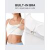 imageG4Free BareFeel Built in Bra Camisole Tops Yoga Workout Removable Padded Cami Spaghetti Strap Pilates Tank TopPure White