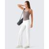 imageG4Free BareFeel Built in Bra Camisole Tops Yoga Workout Removable Padded Cami Spaghetti Strap Pilates Tank TopTaupe