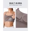 imageG4Free BareFeel Built in Bra Camisole Tops Yoga Workout Removable Padded Cami Spaghetti Strap Pilates Tank TopTaupe