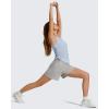 imageG4Free Lyocell Ruched Side Workout Tank Tops Woman High Neck Waist Length Gym Tanks Soft Relaxed Fit for TrainingLight Denim