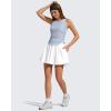imageG4Free Lyocell Ruched Side Workout Tank Tops Woman High Neck Waist Length Gym Tanks Soft Relaxed Fit for TrainingLight Denim