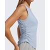 imageG4Free Lyocell Ruched Side Workout Tank Tops Woman High Neck Waist Length Gym Tanks Soft Relaxed Fit for TrainingLight Denim