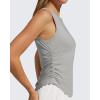 imageG4Free Lyocell Ruched Side Workout Tank Tops Woman High Neck Waist Length Gym Tanks Soft Relaxed Fit for TrainingLight Gray