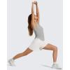 imageG4Free Lyocell Ruched Side Workout Tank Tops Woman High Neck Waist Length Gym Tanks Soft Relaxed Fit for TrainingLight Gray