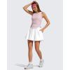 imageG4Free Lyocell Ruched Side Workout Tank Tops Woman High Neck Waist Length Gym Tanks Soft Relaxed Fit for TrainingLight Pink