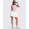 imageG4Free Lyocell Ruched Side Workout Tank Tops Woman High Neck Waist Length Gym Tanks Soft Relaxed Fit for TrainingLight Pink