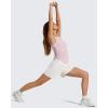 imageG4Free Lyocell Ruched Side Workout Tank Tops Woman High Neck Waist Length Gym Tanks Soft Relaxed Fit for TrainingLight Pink