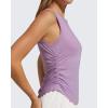 imageG4Free Lyocell Ruched Side Workout Tank Tops Woman High Neck Waist Length Gym Tanks Soft Relaxed Fit for TrainingLight Purple