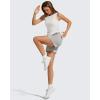 imageG4Free Lyocell Ruched Side Workout Tank Tops Woman High Neck Waist Length Gym Tanks Soft Relaxed Fit for TrainingPure White