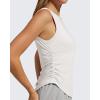 imageG4Free Lyocell Ruched Side Workout Tank Tops Woman High Neck Waist Length Gym Tanks Soft Relaxed Fit for TrainingPure White