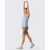 imageG4Free Lyocell Workout Running Tank Tops High Neck Athletic Tanks Loose Fit Hip Length Yoga Tennis TopLight Denim