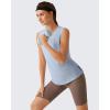 imageG4Free Lyocell Workout Running Tank Tops High Neck Athletic Tanks Loose Fit Hip Length Yoga Tennis TopLight Denim