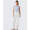 imageG4Free Lyocell Workout Running Tank Tops High Neck Athletic Tanks Loose Fit Hip Length Yoga Tennis TopLight Denim