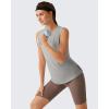 imageG4Free Lyocell Workout Running Tank Tops High Neck Athletic Tanks Loose Fit Hip Length Yoga Tennis TopLight Gray