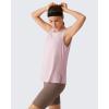 imageG4Free Lyocell Workout Running Tank Tops High Neck Athletic Tanks Loose Fit Hip Length Yoga Tennis TopLight Pink