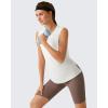 imageG4Free Lyocell Workout Running Tank Tops High Neck Athletic Tanks Loose Fit Hip Length Yoga Tennis TopPure White