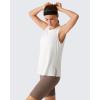 imageG4Free Lyocell Workout Running Tank Tops High Neck Athletic Tanks Loose Fit Hip Length Yoga Tennis TopPure White