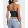 imageG4Free Ribbed Halter Crop Tank Tops Backless Going Out Camisoles Open Back Y2K Slim Fit Cropped Cami TopBlack