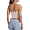 imageG4Free Ribbed Halter Crop Tank Tops Backless Going Out Camisoles Open Back Y2K Slim Fit Cropped Cami TopBlush