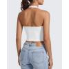 imageG4Free Ribbed Halter Crop Tank Tops Backless Going Out Camisoles Open Back Y2K Slim Fit Cropped Cami TopPure White