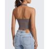 imageG4Free Ribbed Halter Crop Tank Tops Backless Going Out Camisoles Open Back Y2K Slim Fit Cropped Cami TopTaupe
