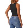 imageG4Free Ribbed Henley Tank Top Cropped Going Out Tanks Square Neck Sleeveless Vacation Crop TopsBlack