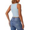 imageG4Free Ribbed Henley Tank Top Cropped Going Out Tanks Square Neck Sleeveless Vacation Crop TopsBlue Willow
