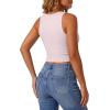 imageG4Free Ribbed Henley Tank Top Cropped Going Out Tanks Square Neck Sleeveless Vacation Crop TopsBlush