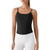 imageG4Free BareFeel Built in Bra Camisole Tops Yoga Workout Removable Padded Cami Spaghetti Strap Pilates Tank TopBlack
