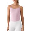 imageG4Free BareFeel Built in Bra Camisole Tops Yoga Workout Removable Padded Cami Spaghetti Strap Pilates Tank TopBlush