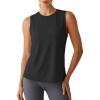 imageG4Free Lyocell Workout Running Tank Tops High Neck Athletic Tanks Loose Fit Hip Length Yoga Tennis TopBlack