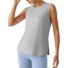 imageG4Free Lyocell Workout Running Tank Tops High Neck Athletic Tanks Loose Fit Hip Length Yoga Tennis TopLight Gray