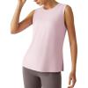 imageG4Free Lyocell Workout Running Tank Tops High Neck Athletic Tanks Loose Fit Hip Length Yoga Tennis TopLight Pink