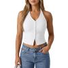 imageG4Free Ribbed Halter Crop Tank Tops Backless Going Out Camisoles Open Back Y2K Slim Fit Cropped Cami TopPure White