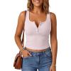 imageG4Free Ribbed Henley Tank Top Cropped Going Out Tanks Square Neck Sleeveless Vacation Crop TopsBlush