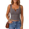 imageG4Free Ribbed Henley Tank Top Cropped Going Out Tanks Square Neck Sleeveless Vacation Crop TopsTaupe
