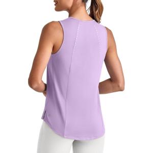 imageG4Free Lightweight Workout Tank Tops for Women High Neck Athletic Long Tanks Sleeveless Summer Running Gym ShirtsLight Purple