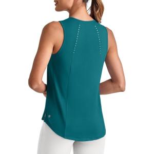imageG4Free Lightweight Workout Tank Tops for Women High Neck Athletic Long Tanks Sleeveless Summer Running Gym ShirtsTeal