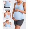 image:imageG4Free BareFeel Maternity Racerback Tank Tops with Built in Bra Ruched Sleeveless Square Neck Pregnancy Yoga Workout ShirtsLight Demin