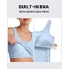 image:imageG4Free BareFeel Maternity Racerback Tank Tops with Built in Bra Ruched Sleeveless Square Neck Pregnancy Yoga Workout ShirtsLight Demin