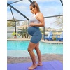 image:imageG4Free Barefeel Maternity Biker Shorts with Pockets Over The Belly Legging Pregnancy Yoga Pants Athletic Workout 5 85Blue Gray