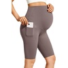 image:imageG4Free Barefeel Maternity Biker Shorts with Pockets Over The Belly Legging Pregnancy Yoga Pants Athletic Workout 5 85Taupe