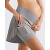 image:imageG4Free Chillwhisp Built in Brief Maternity Athletic Shorts with Inner Pockets Cross Waist Pregnancy ShortsChime Gray