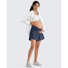 image:imageG4Free Chillwhisp Built in Brief Maternity Athletic Shorts with Inner Pockets Cross Waist Pregnancy ShortsDark Navy