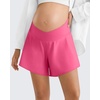 image:imageG4Free Chillwhisp Built in Brief Maternity Athletic Shorts with Inner Pockets Cross Waist Pregnancy ShortsRosy Pink