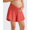 image:imageG4Free Chillwhisp Built in Brief Maternity Athletic Shorts with Inner Pockets Cross Waist Pregnancy ShortsRust Orange