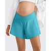 image:imageG4Free Chillwhisp Built in Brief Maternity Athletic Shorts with Inner Pockets Cross Waist Pregnancy ShortsSky Blue