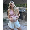 image:imageG4Free Chillwhisp Built in Brief Maternity Athletic Shorts with Inner Pockets Cross Waist Pregnancy ShortsWhite